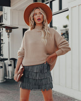 Leja Faux Suede Fringe Mini Skirt